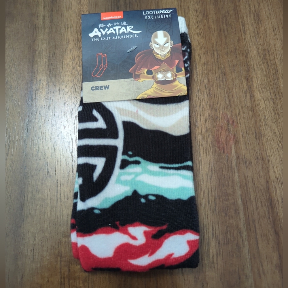 LootCrate Exclusive Avatar The Last Airbender Graphics Crew Cut Socks Size 6-12